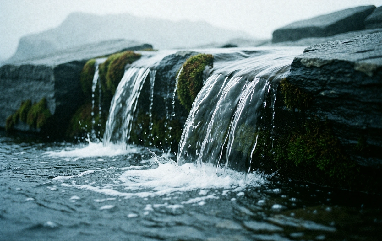 Kaltes Alpinwasser über Kalkstein