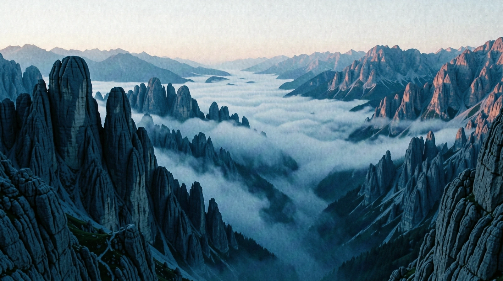 Morgendlicher Nebel über den Alpenpeaks